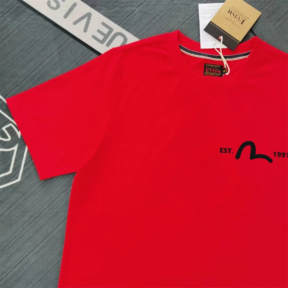 Evisu 2025New Arrival T ⚠ Quality⚠ Same Style T 。 ，Black S-XXL，White S-XXL，Gray M-XXL，Red S-XXL， Red M-XXL